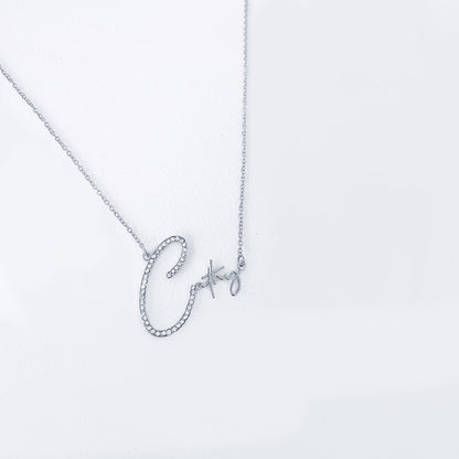 FillFancy™ - Personalized Script Font Diamond Initial Necklace