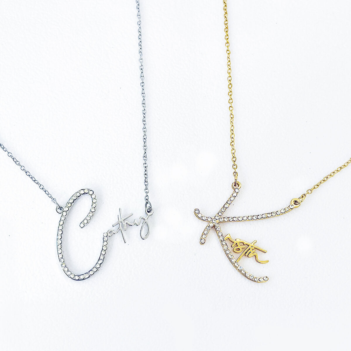 Silver Mini Winged Diamond Initial Necklace | Say It With Diamonds