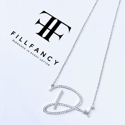 FillFancy™ - Personalized Script Font Diamond Initial Necklace