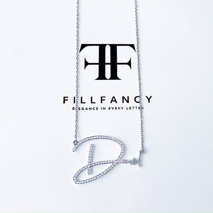 FillFancy™ - Personalized Script Font Diamond Initial Necklace