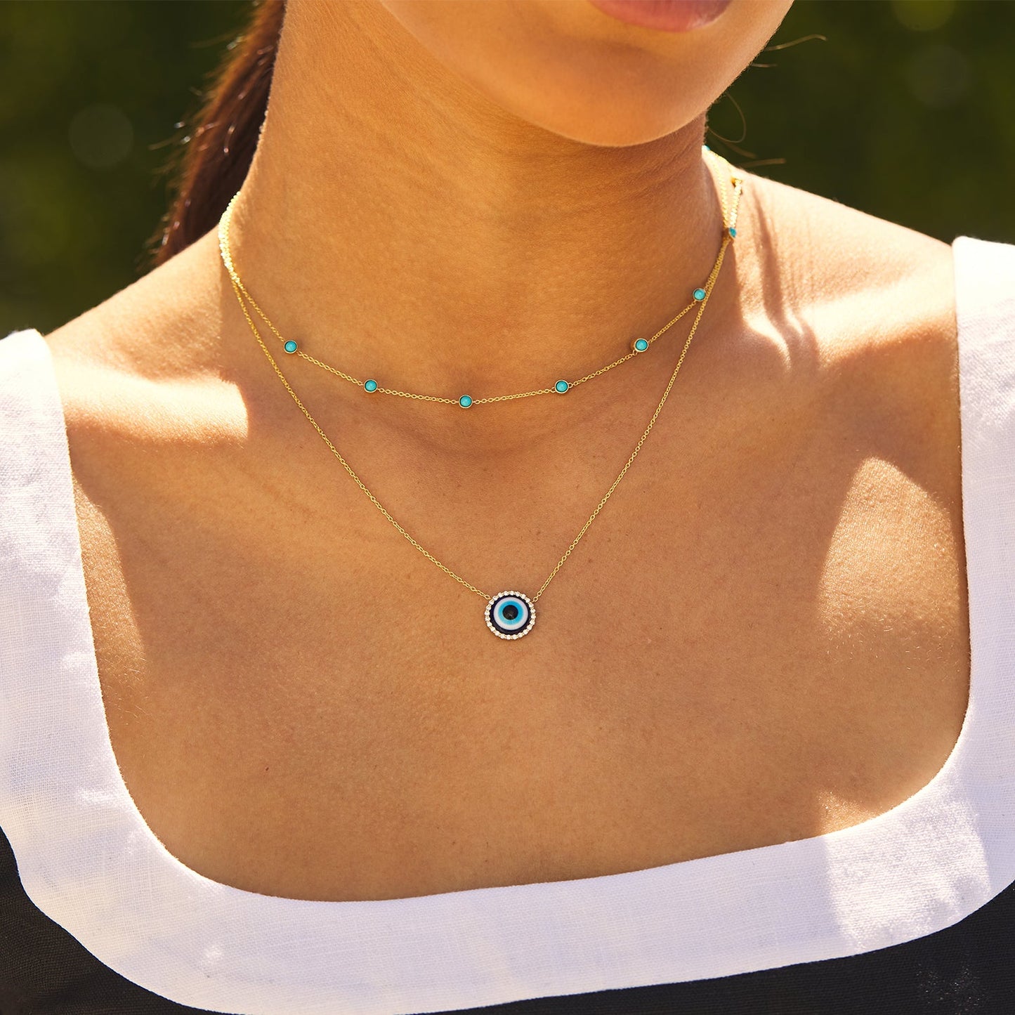 Round Diamond Evil Eye Necklace