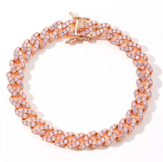 Glitz Cuban Anklet | Rose Pink