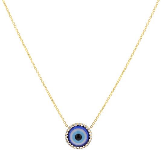 Round Diamond Evil Eye Necklace