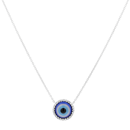 Round Diamond Evil Eye Necklace