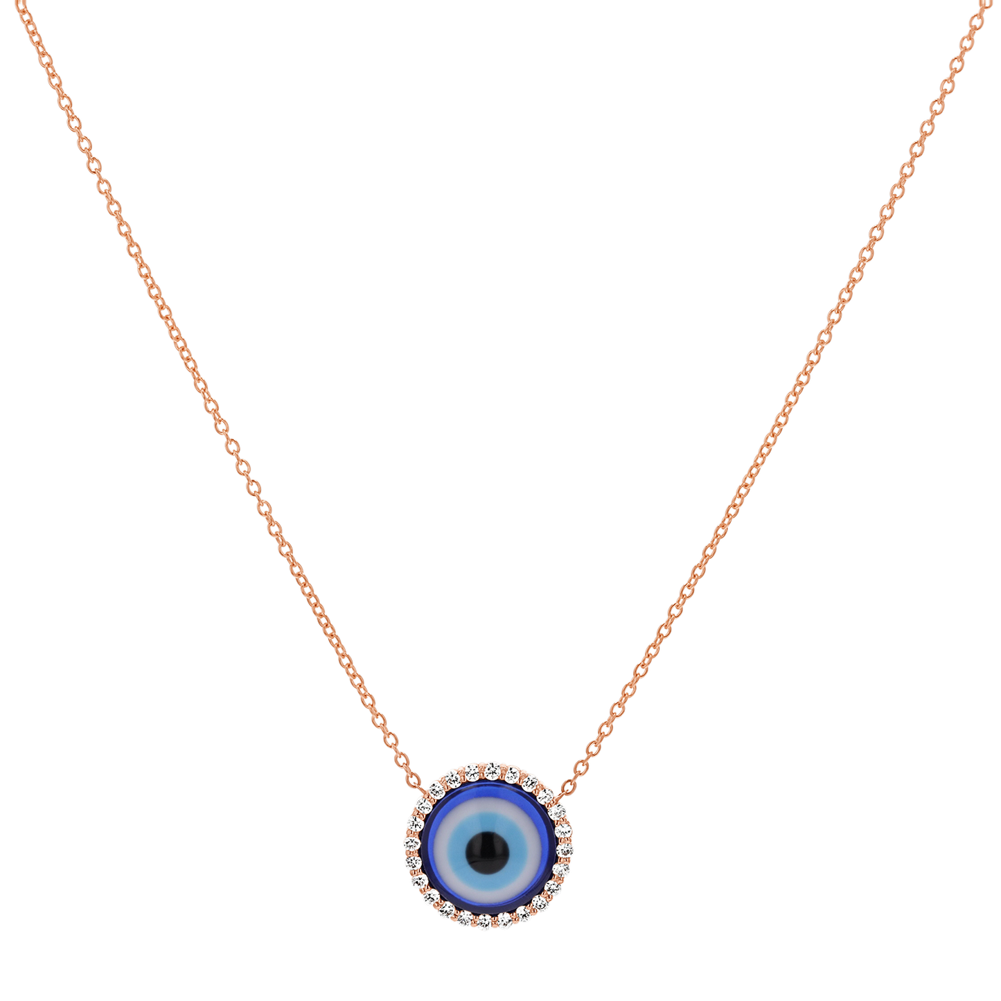 Round Diamond Evil Eye Necklace