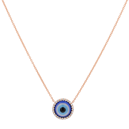 Round Diamond Evil Eye Necklace